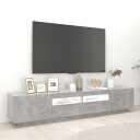 vidaXL TV-benk med LED-lys betonggrå 200x35x40 cm