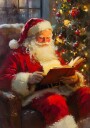Santa Claus Reading a Book Plakat Plakat / 40x50cm