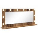  Smykkespeil med LED lamper Gamle treverk 100x45x18 cm