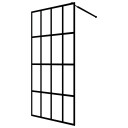 vidaXL Dusjvegg med hylle svart 80x195 cm ESG-GLASS OG ALUMINIUM
