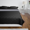 vidaXL Tosidig vattert sengeteppe svart/grå 220 x 240 cm