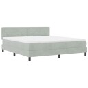  Box Spring Seng med Madrass & LED Lys Lysegrå 180x200 cm Fløyel
