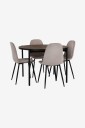 Ellos Home   Spisegruppe Gilda med 1 bord og 4 stoler   Brun