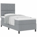  Box Spring Seng med Madrass Lysegrå Enkel Stoff
