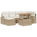  Hagesofa Set med pute 7 pcs beige og krem