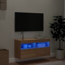 vidaXL Vegghengt TV-benk med LED sonoma eik 80x30x40 cm 8721012257856
