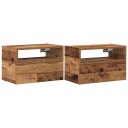  Veggmonterte nattbord 2 stk gammelt tre 45x26x28,5 cm 8721158574909
