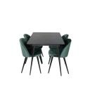 Silar Spisegruppe Forlengningsbar 120 cm Rektangulær med 4 Velvet Stoler - Sort
