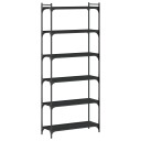  Bokhylle 6 etasjer svart 80x30x188 cm konstruert tre 8721012194649