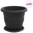 vidaXL Plantepotter 24 stk. Svart Ø 22 x 18 cm Plast