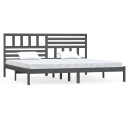 vidaXL Sengeramme grå heltre furu 200x200 cm