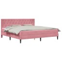 vidaXL Sengeramme med madrass med hodegjerde Rosa 200 x 200 cm Fløyel