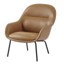 Muuto Fiber Soft Lounge Armchair Tube Base   Refine Leather Cognac Anthracite Black