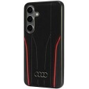 Audi MagSafe Hardcase i Ekte Lær for S24 S921 - Svart/Rød