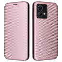 Motorola Moto G84 Flip-deksel Karbonfiber Roségull