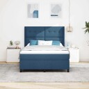  Box Spring Seng med Madrass & LED Blå 160x200 cm Stoff