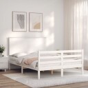 vidaXL Sengeramme med hodegavl hvit 140x200 cm heltre