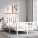 vidaXL Sengeramme med hodegavl hvit 140x200 cm heltre