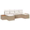  6-delt hagesofa sett med puter Beige Poly-Rotting Akacia