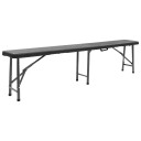  Sammenleggbare hagebenker 2 stk 180 cm HDPE svart