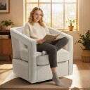 Beige svingbar lenestol – 360 graders rotasjon komfortabelt design