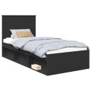  Sengestamme med hodegjerde Svart 75 x 190 cm Massiv furu