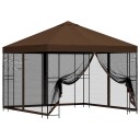  Hagepaviljong med sidevegger 3 x 3 m Brun Polyester og stål 190