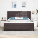  Box Spring Seng med Madrass & LED Mørk Brun 200x200 cm Stoff