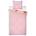 Licens Squishmallows sengetøy   100 % bomull   Barnesengetøy 140x200 cm   Lyserosa Malcolm og Maui