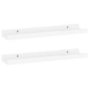 vidaXL Vegghyller 2 stk h?yglans hvit 40x9x3 cm