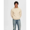 Selected HOMME   Genser slhDane LS Knit Structure Half Zip   Beige