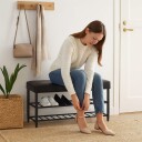 Benk for skooppbevaring – imitert skinn 2 hyller stil fra midten av århundret