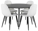 Venture Design Silar & Polar spisegruppe Svart/hvit 4 st stoler & bord 100 cm