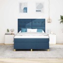  Box Spring Seng med Madrass & LED Blå 140x190 cm Tøy