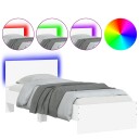 vidaXL Sengeramme med hodegavl og LED-lys hvit 90x200 cm 8721012241565