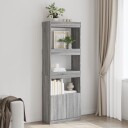 Highboard grå sonoma 63x33x180 cm konstruert tre