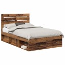  Sengestamme med hodegjerde Gammelt tre 135 x 190 cm Massiv furu