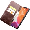 Qialino Classic iPhone 12/12 Pro Lommebok-deksel I Lær Brun
