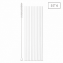 WEIS Sugerør i klart glass til smoothie 6pk 24cm Rette m/børste