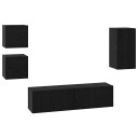  TV benksett Veggmontert 5 pcs Svart eik Konstruert tre