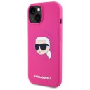 Karl Lagerfeld iPhone 15 Hardcase Fuchsia Silikon med Karl Head Print og MagSafe