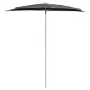 vidaXL Halvrund parasoll med stang 180x90 cm antrasitt