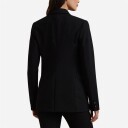 Double-Breasted Satin-Trim Crepe Blazer - Black