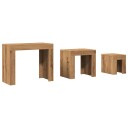  Stablebare salongbord 3 stk artisan eik konstruert tre