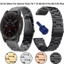Garmin QuickFit 26mm / Garmin Fenix 7X / 7X Pro / 6X urrem i rustfritt stål med 3 perler gull