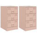  Nattbord 2 stk rosa 34,5x39x62 cm stål 841778
