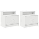  Nattbord med skuff 2 stk hvit 51x31x47 cm 8721158575487