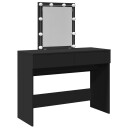 Sminkebord med LED svart 100x40x130 cm 8721102816154