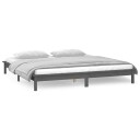 vidaXL Sengeramme med LED grå 140x190 cm heltre