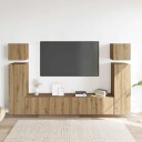  TV-skapsett 8 deler veggmontert artisan eik konstruert tre 8721158760241